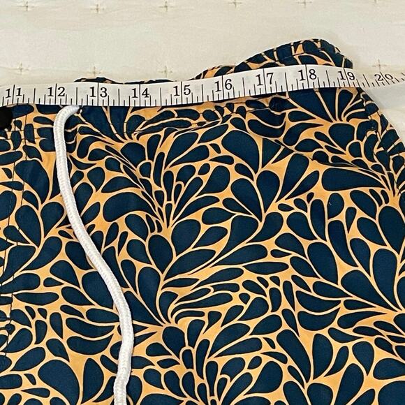 Trunks Swim Trunks Men's 38 Orange & Blue Floral Print Print, Beach, Pool - Picture 7 of 10